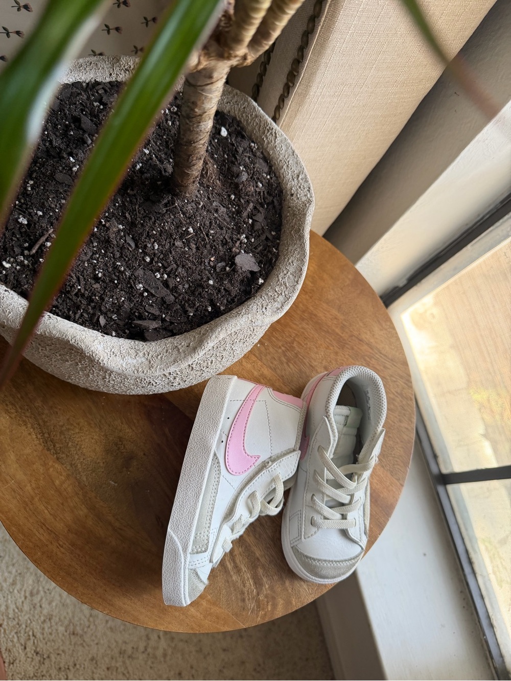 Nike Kids White and Pink high Top Sneakers